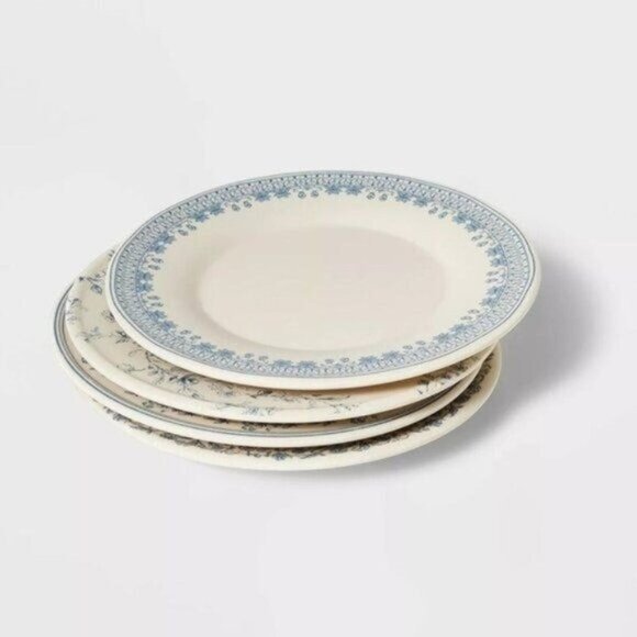 4pc Melamine Salad Plates - Threshold Studio McGee, Blue Floral Pattern Set 2023 - Picture 1 of 4